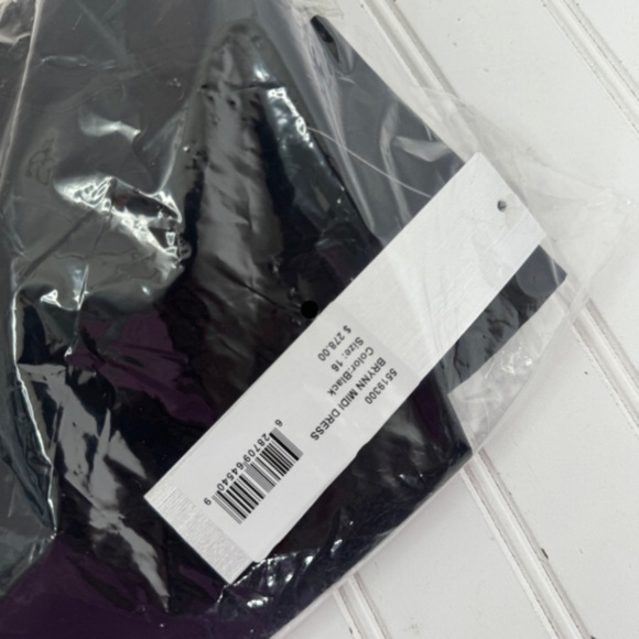 NEW SEALED IN BAG Kay Unger Brynn Midi Dress Size 16 Black - Picture 5 of 9